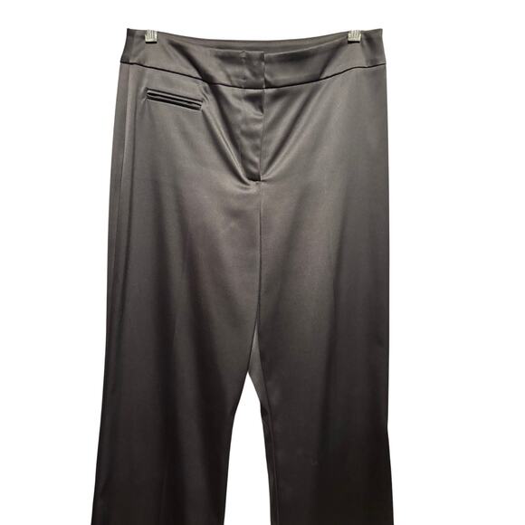Cache LUXE Dark Gray Satin Lined Dress Pant Wide Leg Size 4/6 Flat Front $148 - Picture 5 of 9